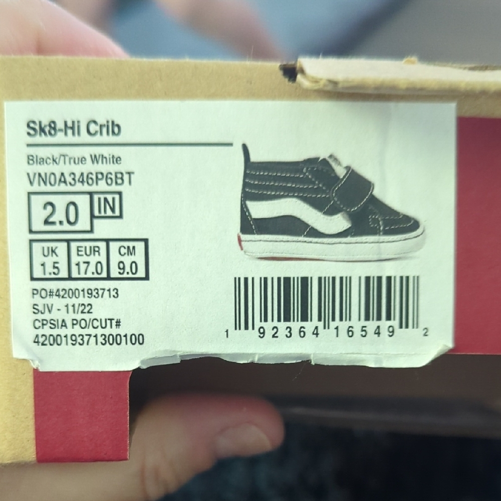 Vans Sk8-Hi Crib Black and White Baby Shoes